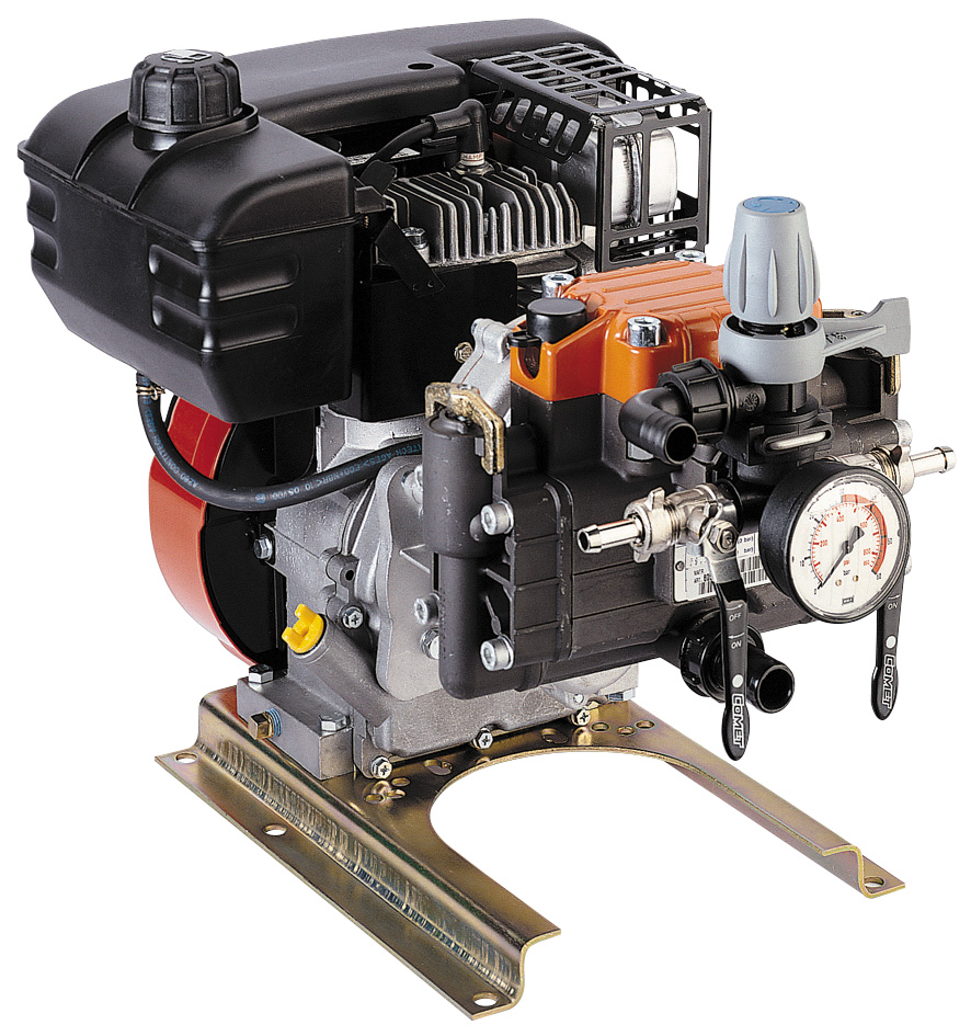 Die robusten ZUWA-Doppelkolbenmembranpumpen sorgen durch ihre Konstruktion für eine besonders gleichmäßige und pulsationsfreie Förderung von Flüssigkeiten im mittleren Druckbereich. Sie zeichnen sich außerdem durch gute Ansaugeigenschaften aus. Haupteinsatzgebiet ist das Spritzen von Pflanzenschutzmitteln auf kleinen und mittleren Anbauflächen in Gartenbau und Landwirtschaft. Mit 4-Taktmotor.